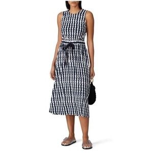 $495 NWT Chinti & Parker Twist Back Bamboo Dress Whirl Navy White Cut-out Back/S